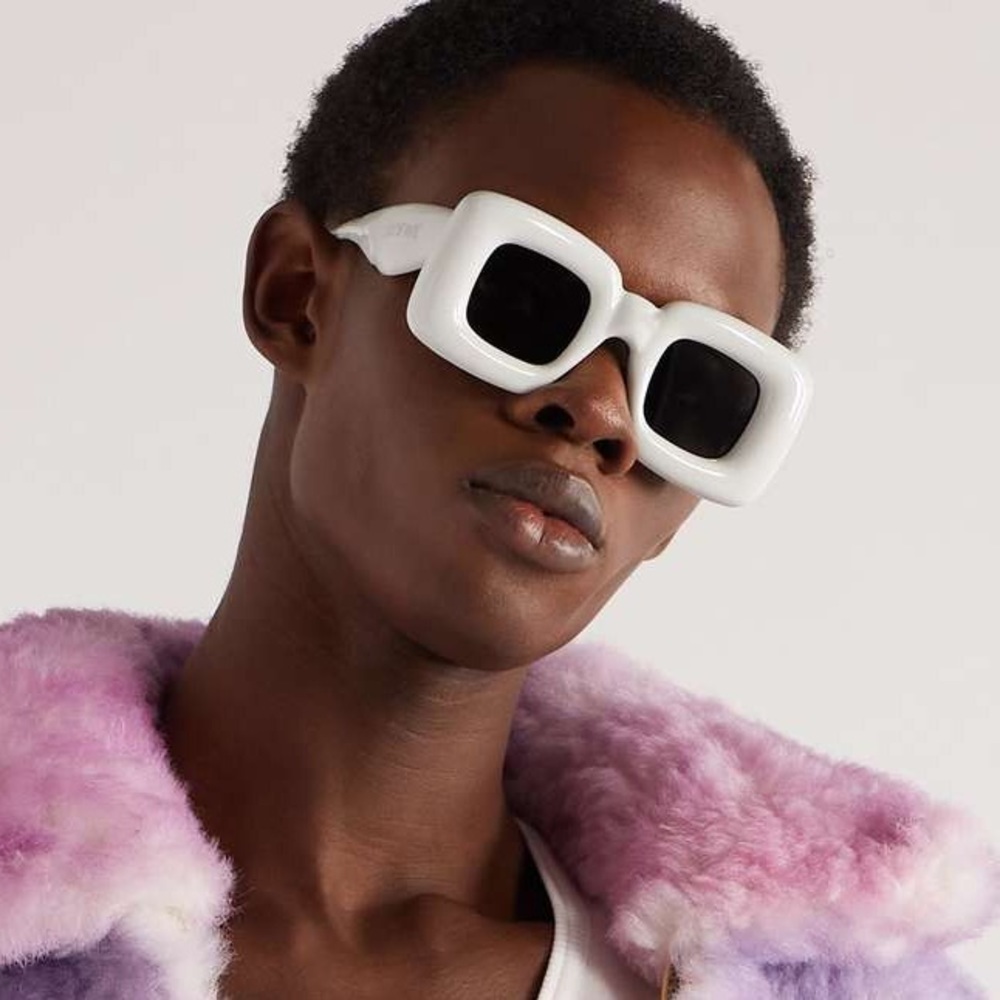 Loewe Inflated oversized white square-frame acetate sunglasses